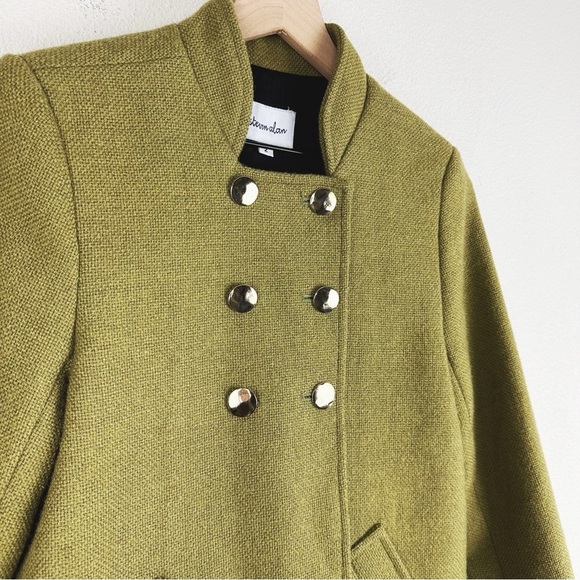 Vintage Steven Alan Woolrich 100% Wool Double Breasted Jacket Chartreuse - Picture 3 of 10